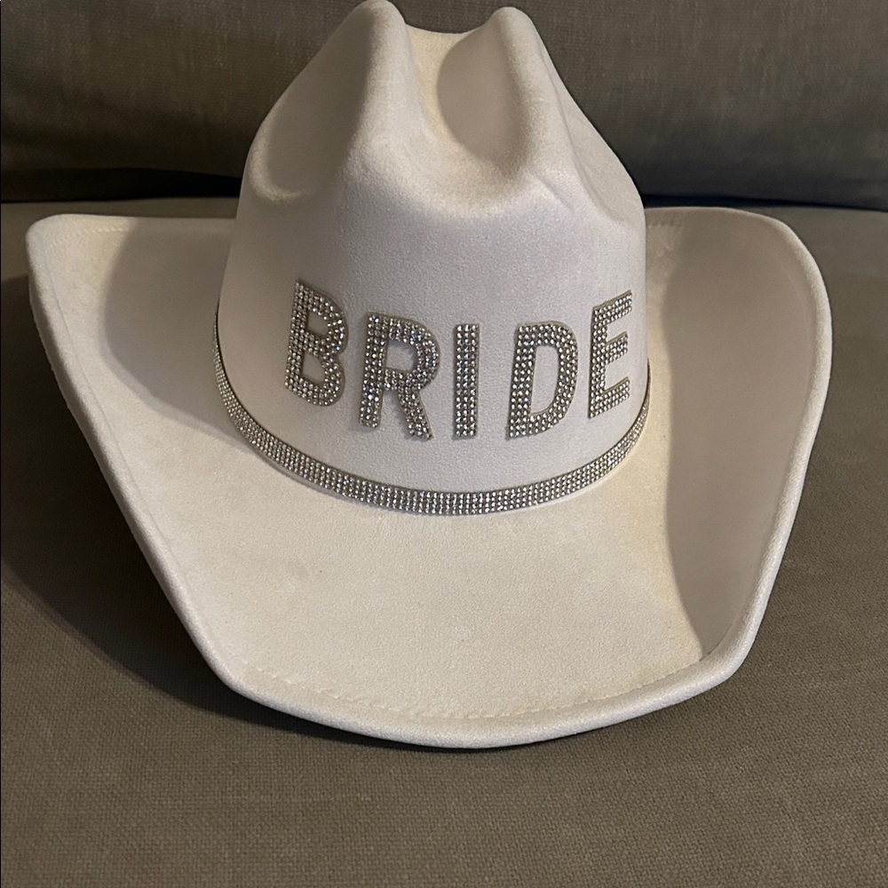 New White Bride Cowboy Hat fuux suede